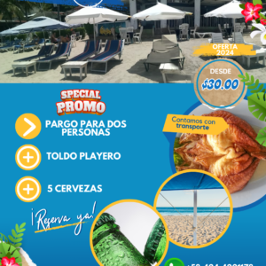 Toldo de Playero, Pargo Para Dos Personas más 5 Cervezas